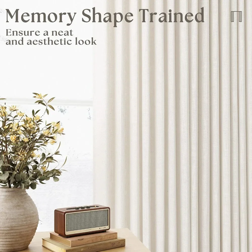 TWODRAPES 92x40 Linen Pinch Pleat Curtains Natural Light Filtering 2 Panels